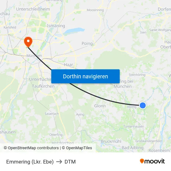 Emmering (Lkr. Ebe) to DTM map