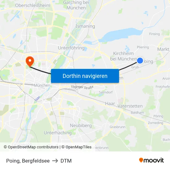 Poing, Bergfeldsee to DTM map