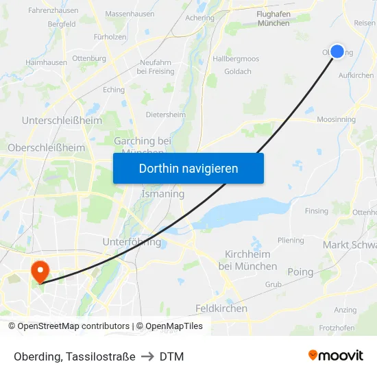 Oberding, Tassilostraße to DTM map