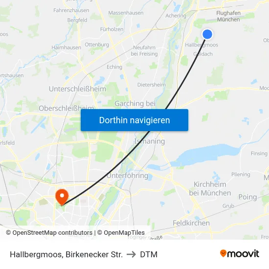 Hallbergmoos, Birkenecker Str. to DTM map