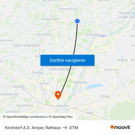 Kirchdorf A.D. Amper, Rathaus to DTM map