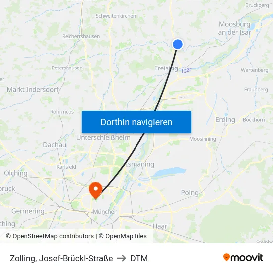 Zolling, Josef-Brückl-Straße to DTM map