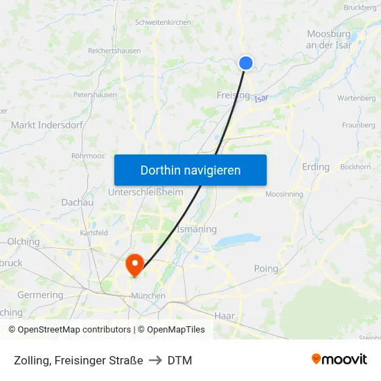 Zolling, Freisinger Straße to DTM map