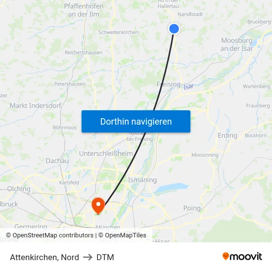 Attenkirchen, Nord to DTM map
