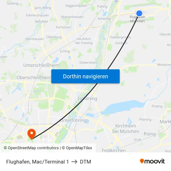 Flughafen, Mac/Terminal 1 to DTM map