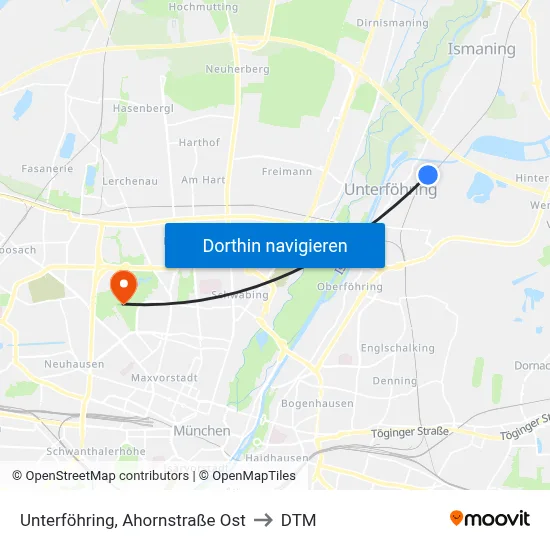 Unterföhring, Ahornstraße Ost to DTM map