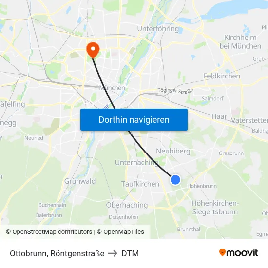 Ottobrunn, Röntgenstraße to DTM map