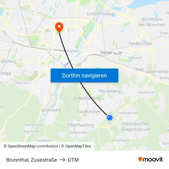 Brunnthal, Zusestraße to DTM map