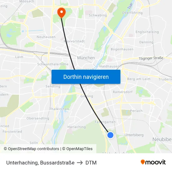 Unterhaching, Bussardstraße to DTM map