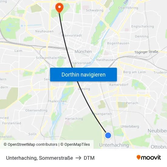 Unterhaching, Sommerstraße to DTM map