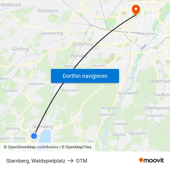 Starnberg, Waldspielplatz to DTM map