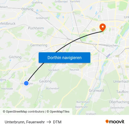 Unterbrunn, Feuerwehr to DTM map