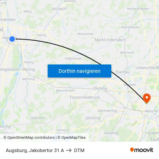 Augsburg, Jakobertor 31 A to DTM map