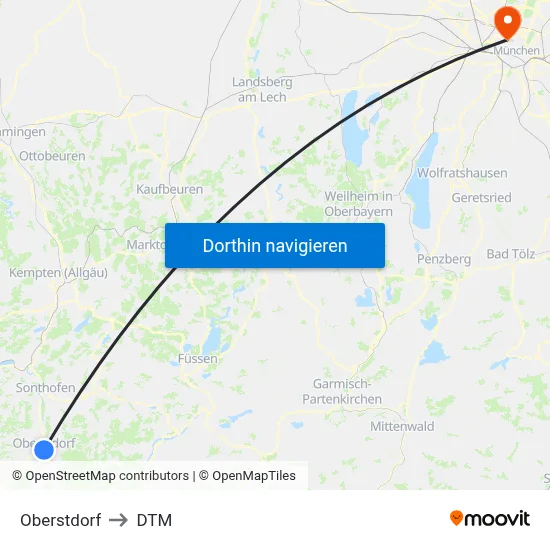 Oberstdorf to DTM map