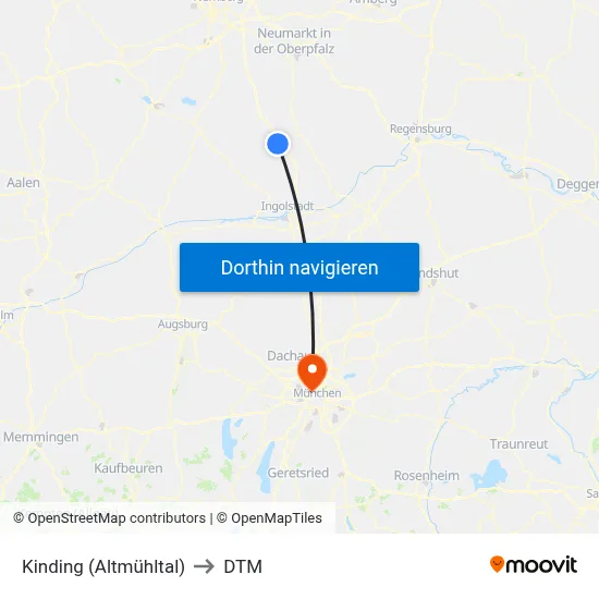 Kinding (Altmühltal) to DTM map