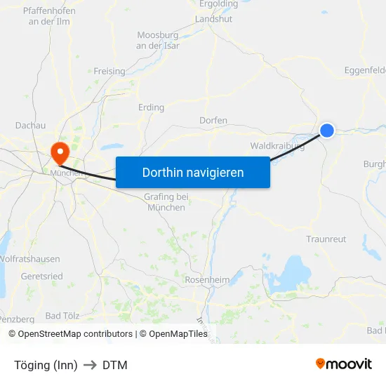 Töging (Inn) to DTM map