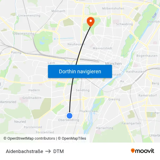 Aidenbachstraße to DTM map