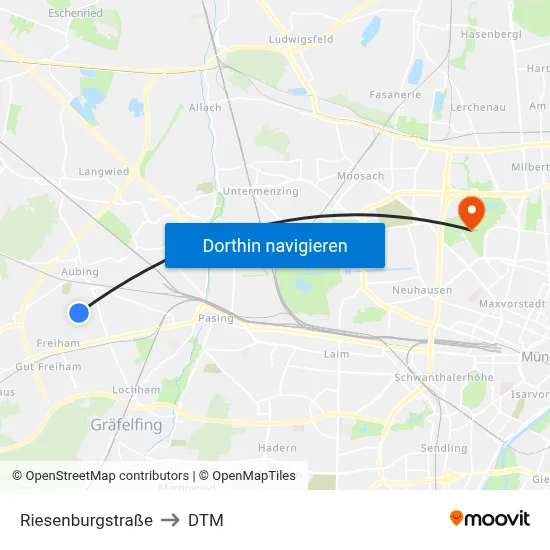 Riesenburgstraße to DTM map