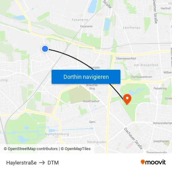 Haylerstraße to DTM map