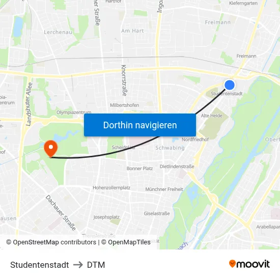 Studentenstadt to DTM map