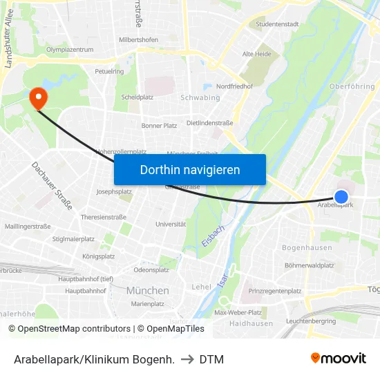 Arabellapark/Klinikum Bogenh. to DTM map