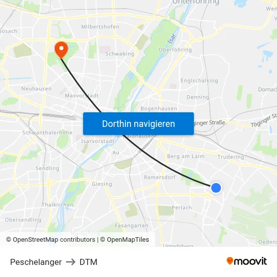 Peschelanger to DTM map