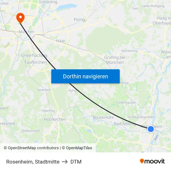 Rosenheim, Stadtmitte to DTM map