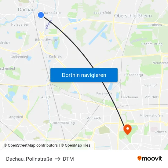 Dachau, Pollnstraße to DTM map