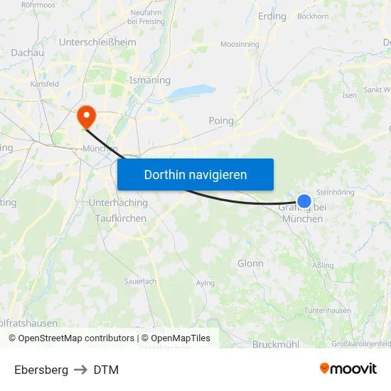 Ebersberg to DTM map