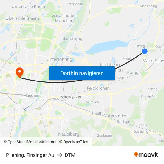 Pliening, Finsinger Au to DTM map