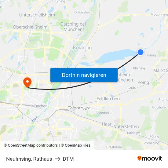 Neufinsing, Rathaus to DTM map