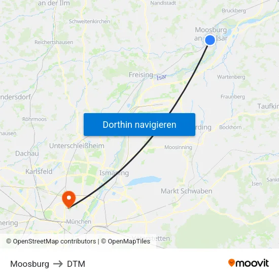 Moosburg to DTM map