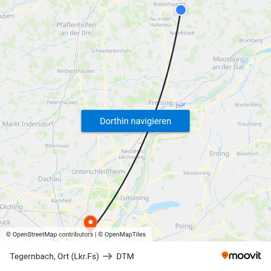 Tegernbach, Ort (Lkr.Fs) to DTM map