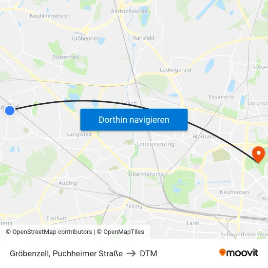 Gröbenzell, Puchheimer Straße to DTM map