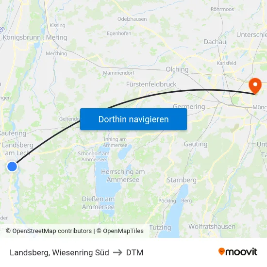 Landsberg, Wiesenring Süd to DTM map