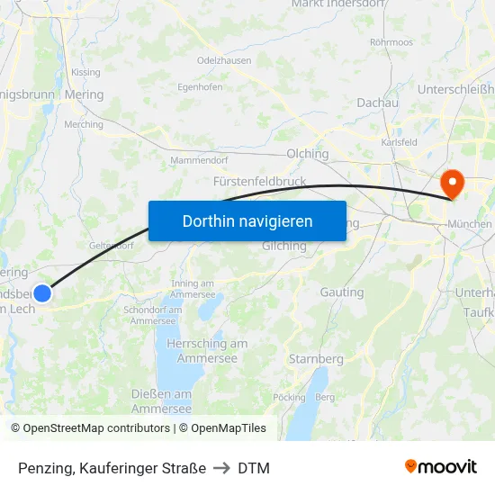 Penzing, Kauferinger Straße to DTM map