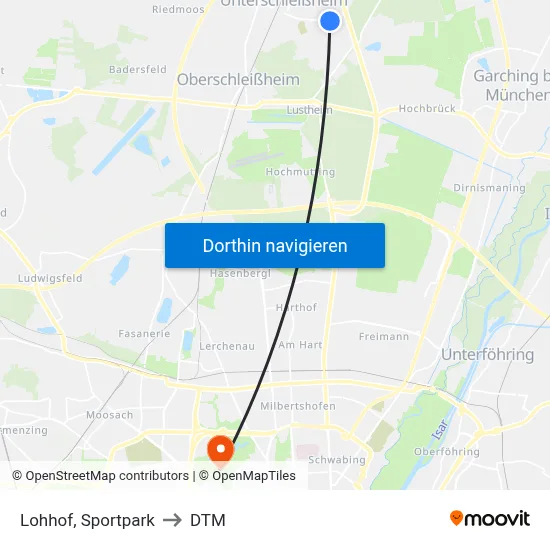 Lohhof, Sportpark to DTM map