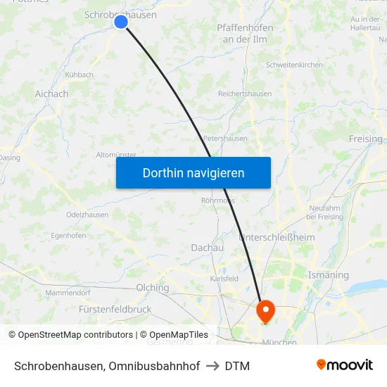 Schrobenhausen, Omnibusbahnhof to DTM map
