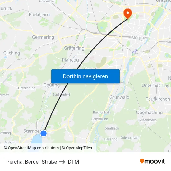 Percha, Berger Straße to DTM map