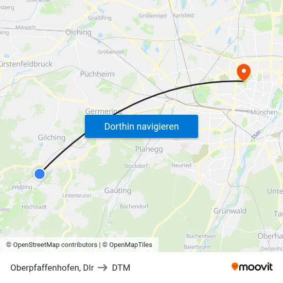 Oberpfaffenhofen, Dlr to DTM map