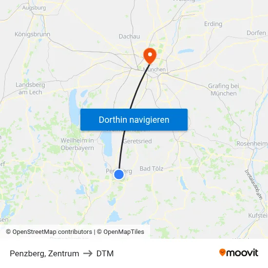 Penzberg, Zentrum to DTM map