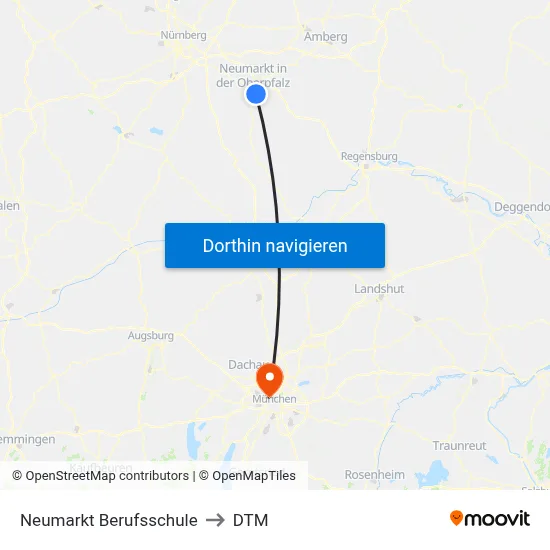 Neumarkt Berufsschule to DTM map