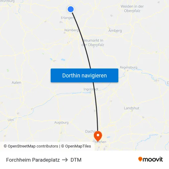 Forchheim Paradeplatz to DTM map