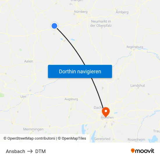 Ansbach to DTM map