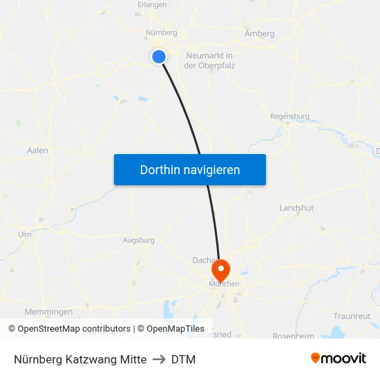 Nürnberg Katzwang Mitte to DTM map