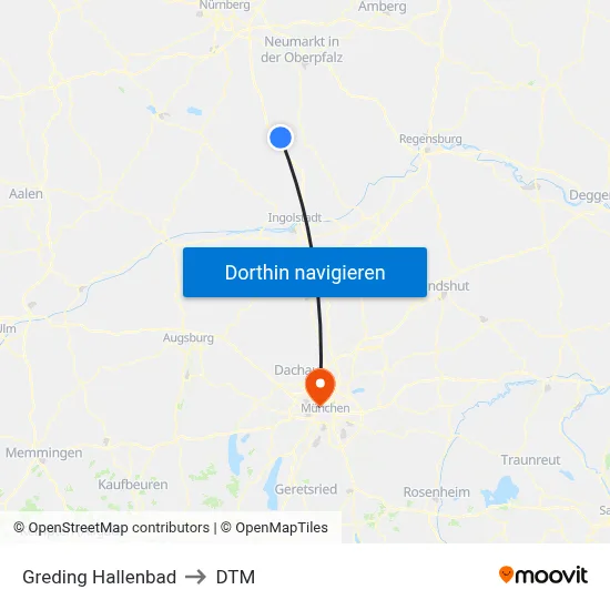 Greding Hallenbad to DTM map
