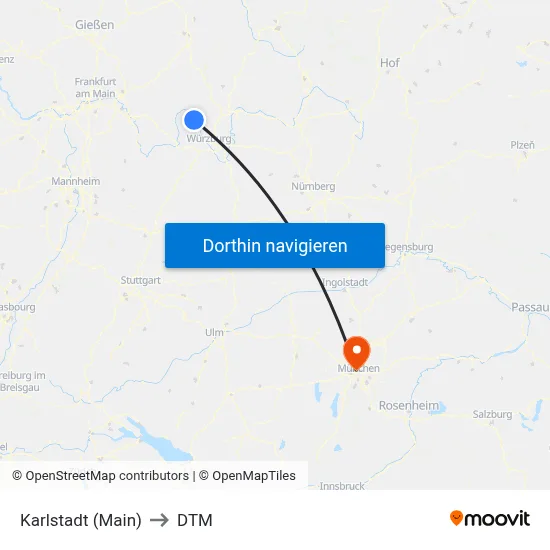 Karlstadt (Main) to DTM map