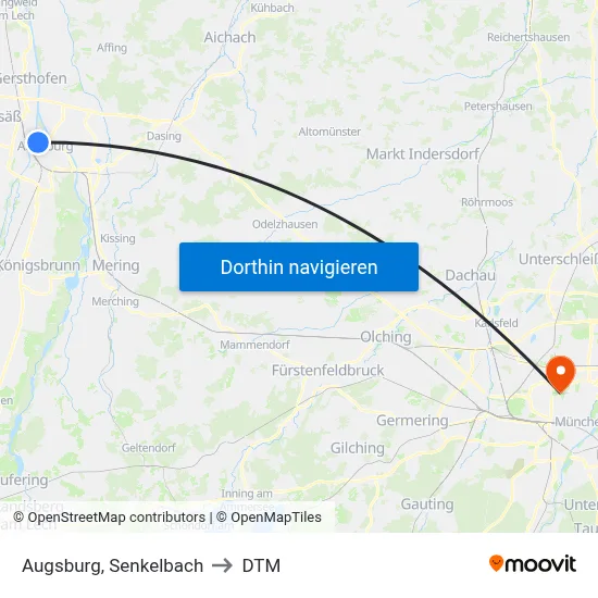 Augsburg, Senkelbach to DTM map
