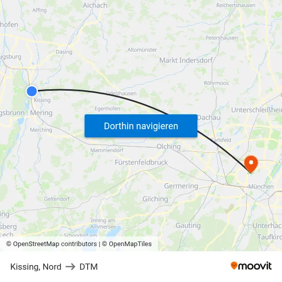 Kissing, Nord to DTM map