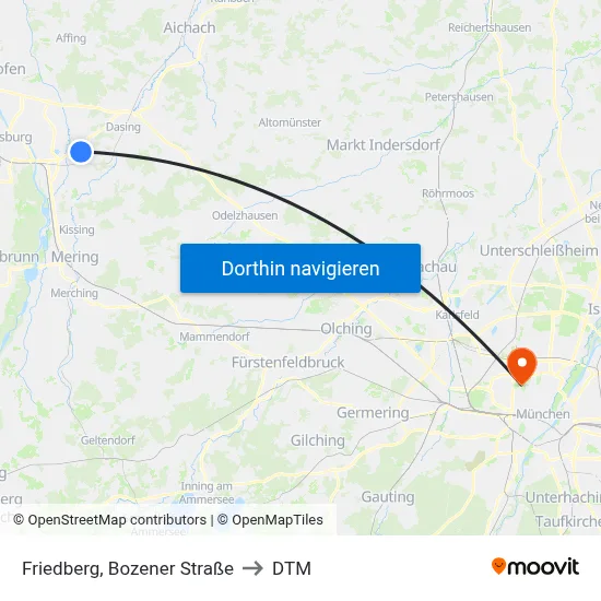 Friedberg, Bozener Straße to DTM map
